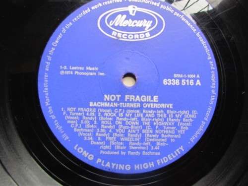 BACHMAN TURNER OVERDRIVE - NOT FRAGILE - VINTAGE LP