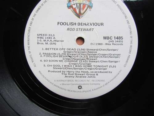ROD STEWART - FOOLISH BEHAVIOUR - VINTAGE LP