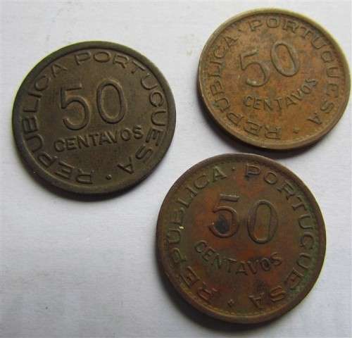 Mozambique 50 Centavos Lot - 1945 + 73 + 75 -  1 bid