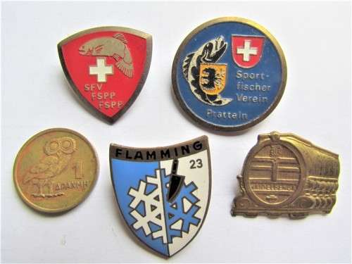 Schlaraffia German Society Fraternity Badges + Swiss Sport fishing Lot **Scarce**