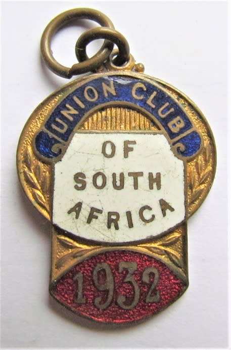 1932 Union Club of South Africa Enamelled Medallion #D1619