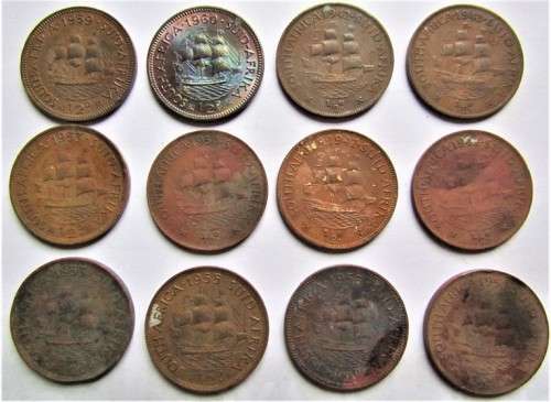 SA Union Half Penny Lot - See pics for dates & condition - 1 bid for all