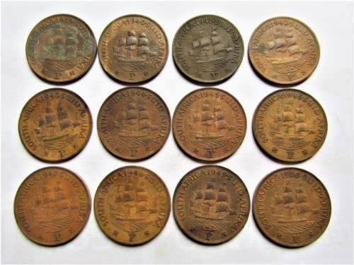 1939 to 1950 Union Penny Lot in Album page - 1 bid for all