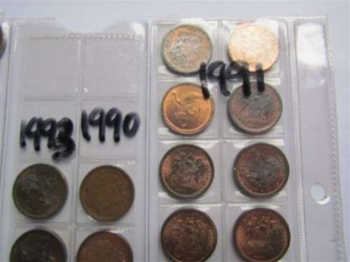 1990 to 1993 5c collection in Album page - UNC / AU - 1 bid for all **LOW START**