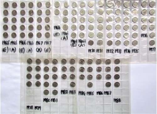 1965 - 1988 Complete 5c collection in album pages - good condition - 1 bid for all **LOW START**