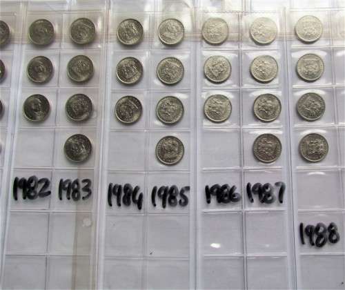 1965 - 1988 Complete 5c collection in album pages - good condition - 1 bid for all **LOW START**
