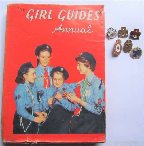 VINTAGE GIRL GUIDES ANNUAL + 6 VINTAGE BADGES - 1 BID FOR ALL