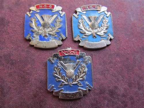 3 X NSG THISTLE BADGES - 1 BID FOR ALL