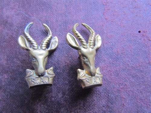 2 x Small SA Infantry Springbok Pin Badges - 1 Bid