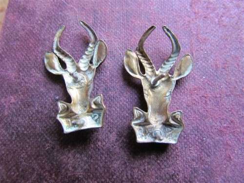 2 x Small SA Infantry Springbok Pin Badges - 1 Bid
