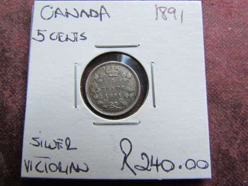 1891 Canada Victorian SILVER 5 Cents