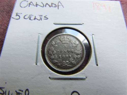1891 Canada Victorian SILVER 5 Cents