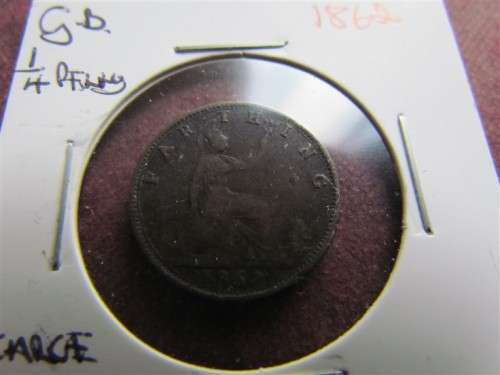 GB 1862 Farthing **SCARCE VARIETY**Large 8 **