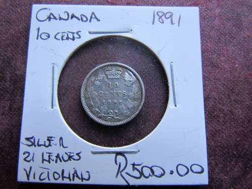 1891 Canada 10 cents SILVER - 21 Leaves Variety - Victorian