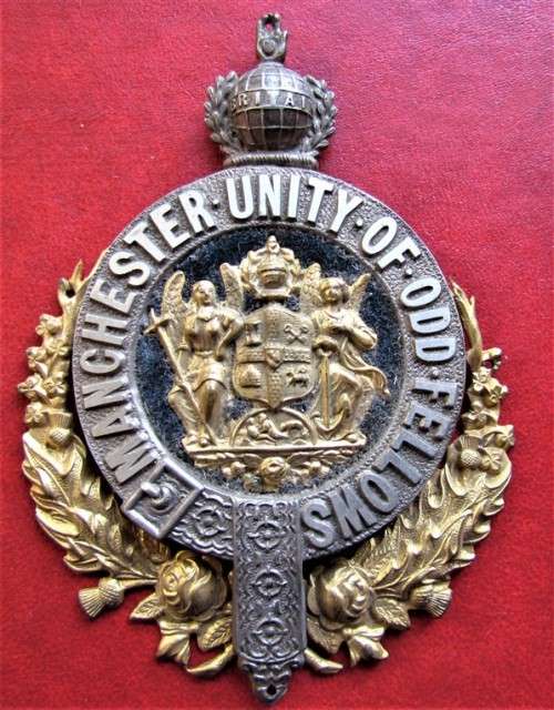 MANCHESTER UNITY OF ODD FELLOWS LARGE SASH BADGE
