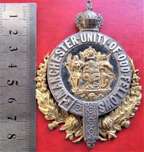 MANCHESTER UNITY OF ODD FELLOWS LARGE SASH BADGE