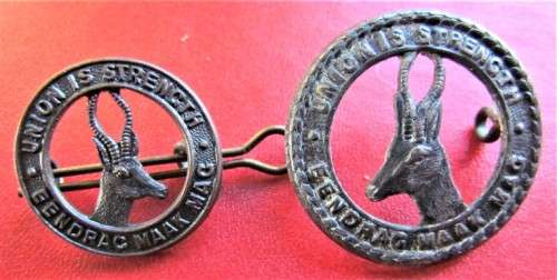 2 X UNION IS STRENGTH SPRINGBOK BADGES - 1 BID FOR BOTH