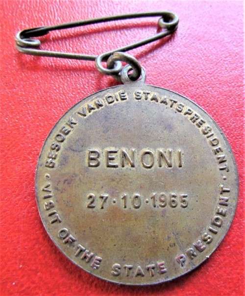 STATE PRESIDENT`S VISIT TO BENONI MEDAL - 1965