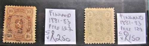 1881-83 Perf 12 1/2 Finland  - Catalogue Value  R400.00