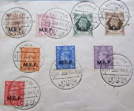 King George VI MEF **Middle East Forces** Overprint on BENGHAZI Parcel Cover