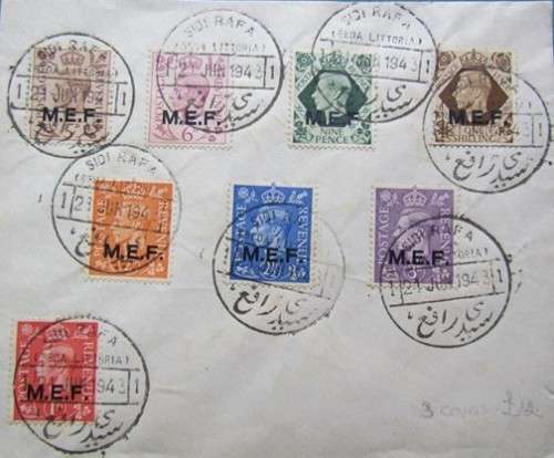 King George VI MEF **Middle East Forces** Overprint on SIDI RAFA Parcel Cover