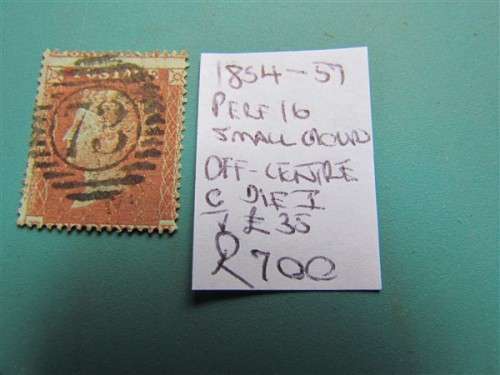 1854 - 57 Penny Red Perf 16 - Off Centre Die I - Catalogue Value R700.00