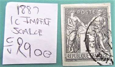 1887 Imperforate France 1c Used ***SCARCE***