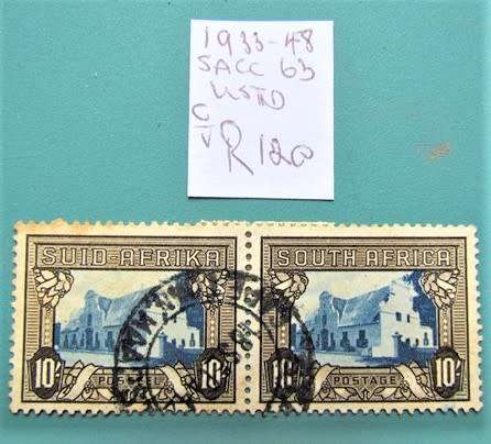 1933-48 SACC 63 Used 10 Shillings Pair