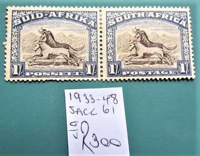 1933-48 1/ Pair SACC  61 Cat. Value = R300.00