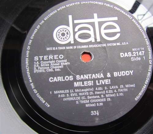 CARLOS SANTANA  and BUDDY MILES LIVE VINTAGE LP ***SCARCE***