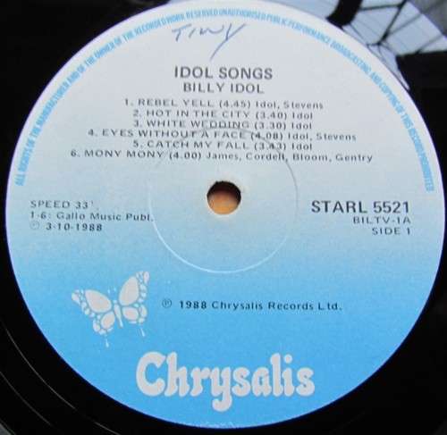 BILLY IDOL VINTAGE LP SONGS