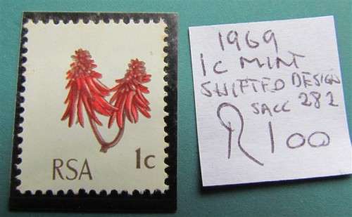 1969 SACC 282 SHIFTED DESIGN ERROR 1C MINT