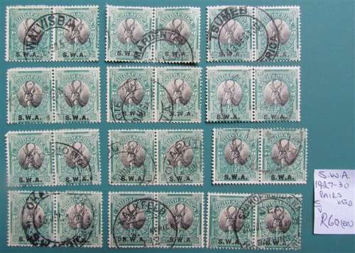 SWA 1927-30 OVERPRINT PAIRS X 12 - 1 BID FOR ALL