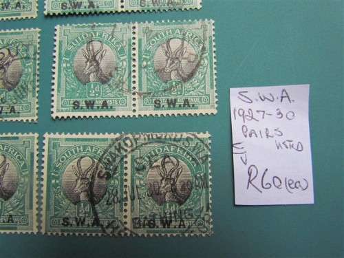 SWA 1927-30 OVERPRINT PAIRS X 12 - 1 BID FOR ALL