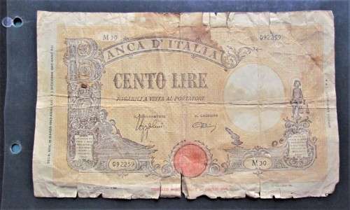 1941-42 Italy WW2 Large Note 100 Lire