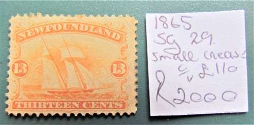 Newfoundland **SCARCE**  13 Cents Stamp SG.29 - Small Crease Value R2200.00