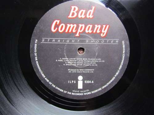 Bad Company  - Straight Shooter - Vintage Vinyl LP Record
