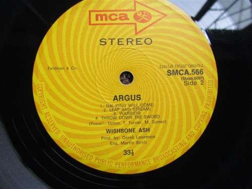 Argus - Wishbone Ash - Vintage Vinyl LP Record
