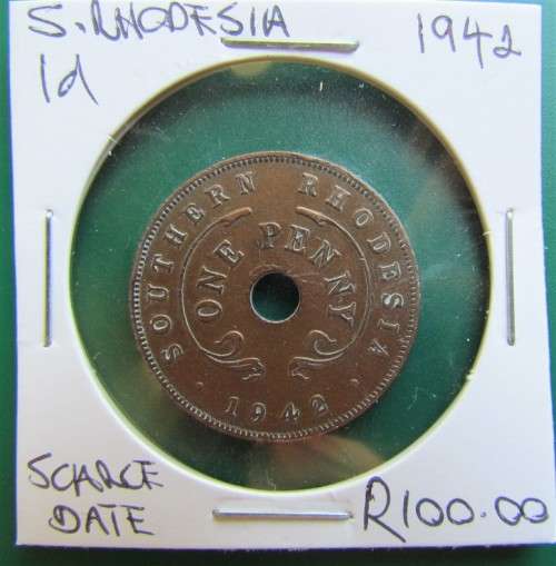 1942 Southern Rhodesia 1d Penny **Scarce date**