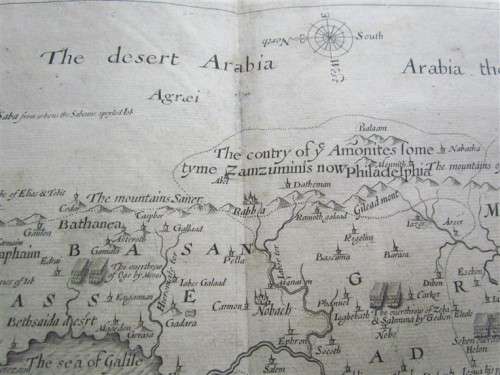 Desert of Arabia Map (1628) taken from a Antique copy of History of the World - W.Raleigh