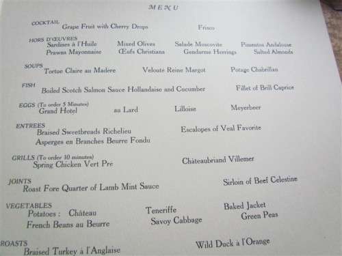 Union Castle Line Menu , 12 July 1936 , R.M.M.V Athlone Castle