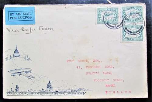 Durban Airmail Cover - Issued by DBN Publicity Assoc + Natal Philatelic Soc. via CTN