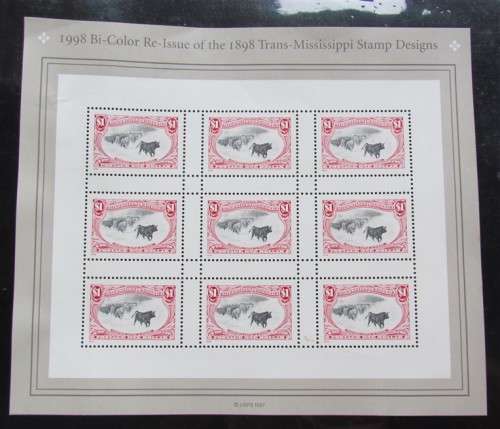 1998 Re issue Bi Colour 1898 Trains Design Trans Mississippi Sheet - 1998