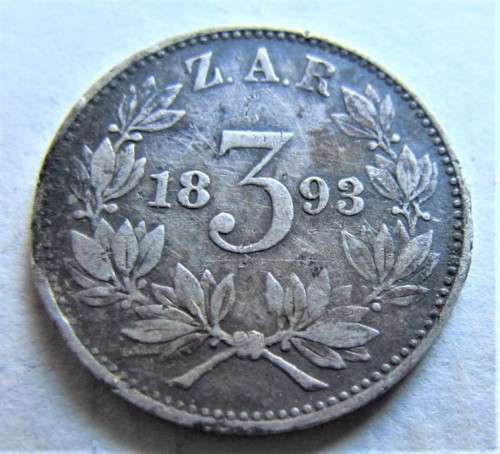 1893 ZAR 3d Shillings Tiekie