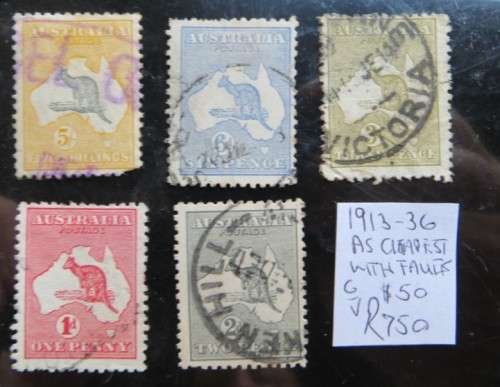 1913-36 Australia Lot - Lowest Value with Faults  R750,00