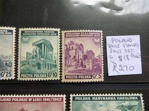 Poland Exile Stamps on Card - Unused - Cat.Value  R450.00