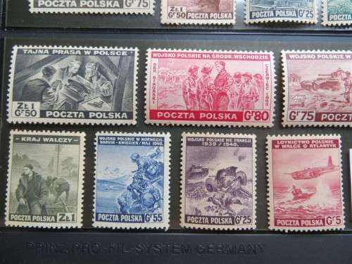 Poland Exile Stamps on Card - Unused - Cat.Value  R450.00