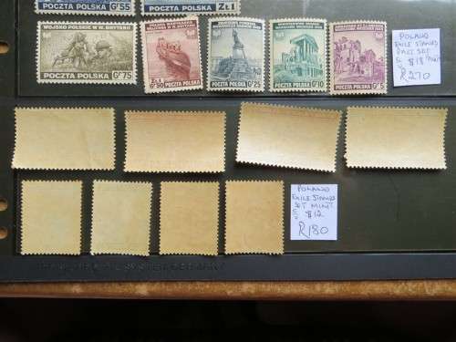 Poland Exile Stamps on Card - Unused - Cat.Value  R450.00