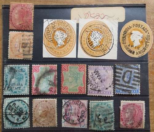 India Victorian Postage Stamps on Card - 1 Bid for All