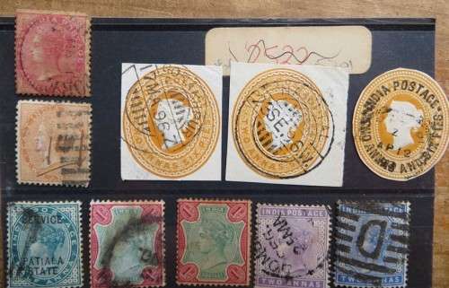 India Victorian Postage Stamps on Card - 1 Bid for All